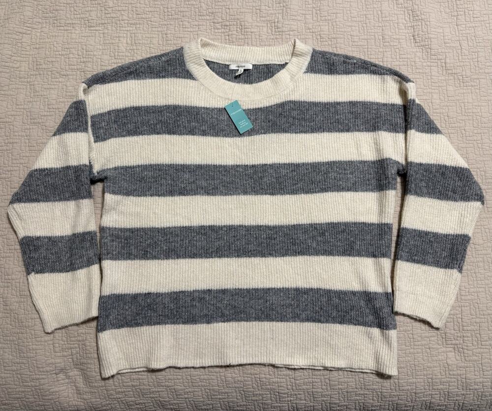 Maurices Grey Cream Striped Sweater Size XL